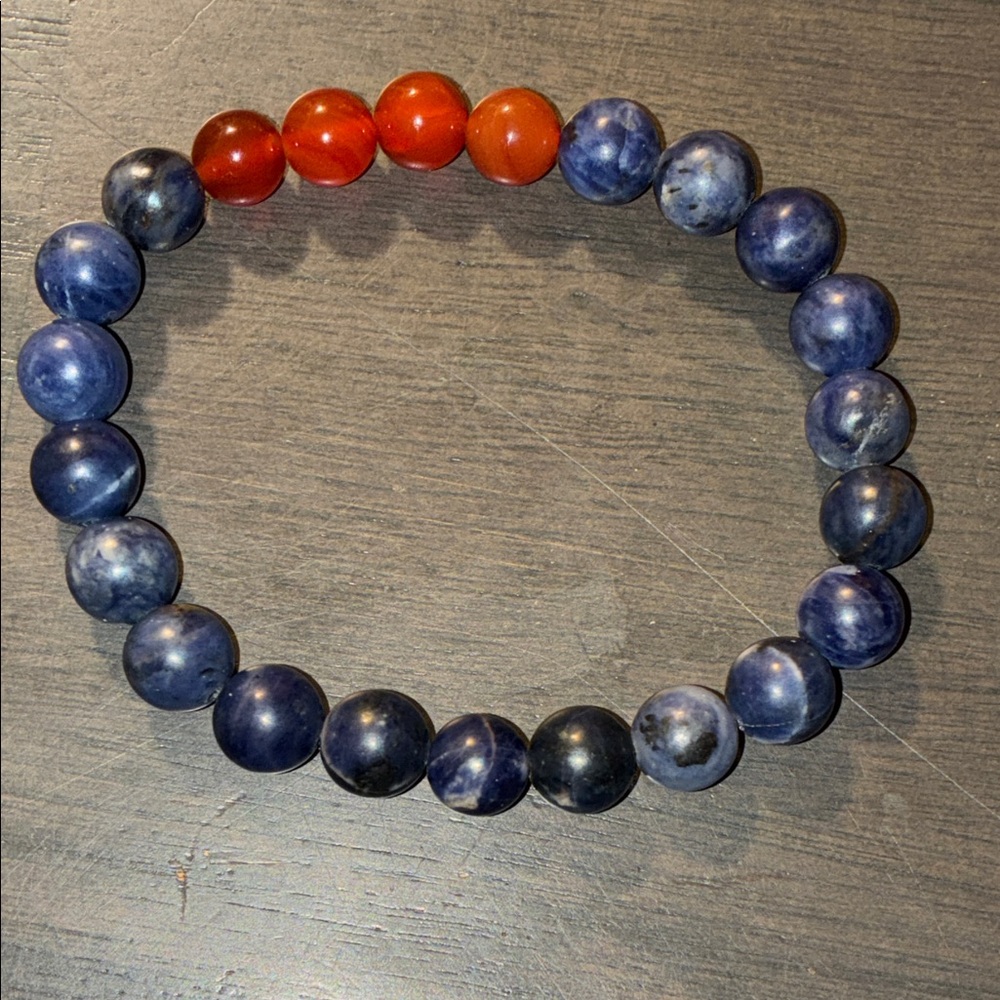 Blue and Red Beaded Bracelet
